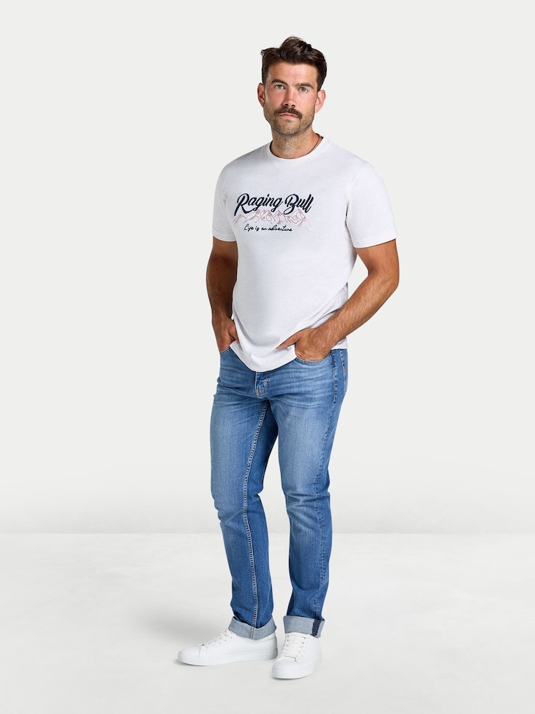 Raging Bull Embroidered Mountains T-Shirt - Imaginea 1 din 4