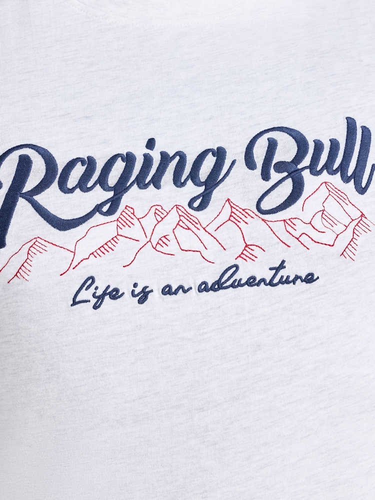 Raging Bull Embroidered Mountains T-Shirt - Imaginea 4 din 4