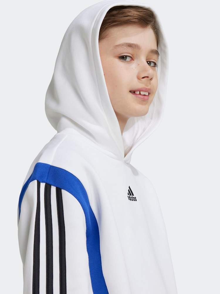 adidas White Kids Colorblock Hoodie - Image 4 of 6