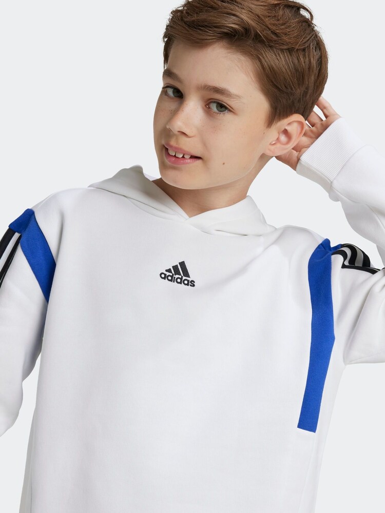 adidas White Kids Colorblock Hoodie - Image 5 of 6