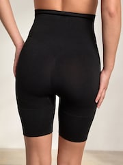 Black Thigh Smoother Short Seamless Firm Tummy Control Shaping Briefs - Image 3 of 7