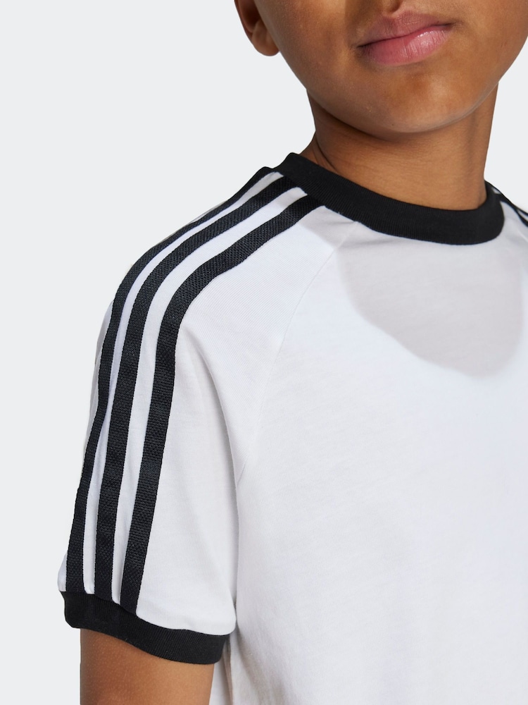 adidas originals White Kids Originals 3-Stripes 100% Cotton T-Shirt - Image 2 of 10