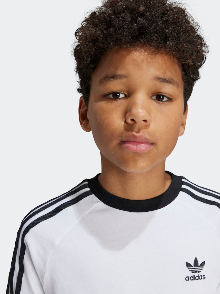 adidas originals White Kids Originals 3-Stripes 100% Cotton T-Shirt - Image 3 of 10