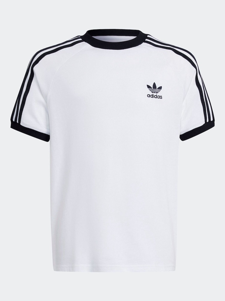 adidas originals White Kids Originals 3-Stripes 100% Cotton T-Shirt - Image 4 of 10