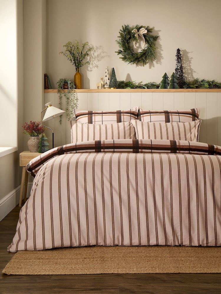 Vantona Natural Supersoft Brushed Cotton Plaid Duvet Cover Set - Image 2 of 5 Vantona Natural Supersoft Brushed Cotton Plaid Duvet Cover Set - Image 2 of 5