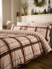 Vantona Natural Supersoft Brushed Cotton Plaid Duvet Cover Set - Image 3 of 5