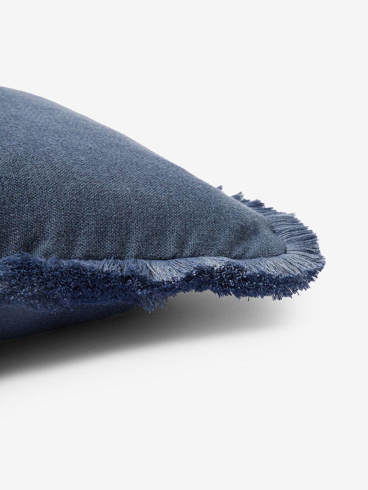 Blue 50 x 50cm Dalby Fringe Trim Cushion - Image 4 of 4