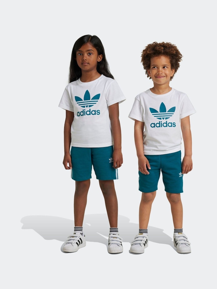 adidas Originals Green Adicolor Shorts T-Shirt Set - Image 1 of 8