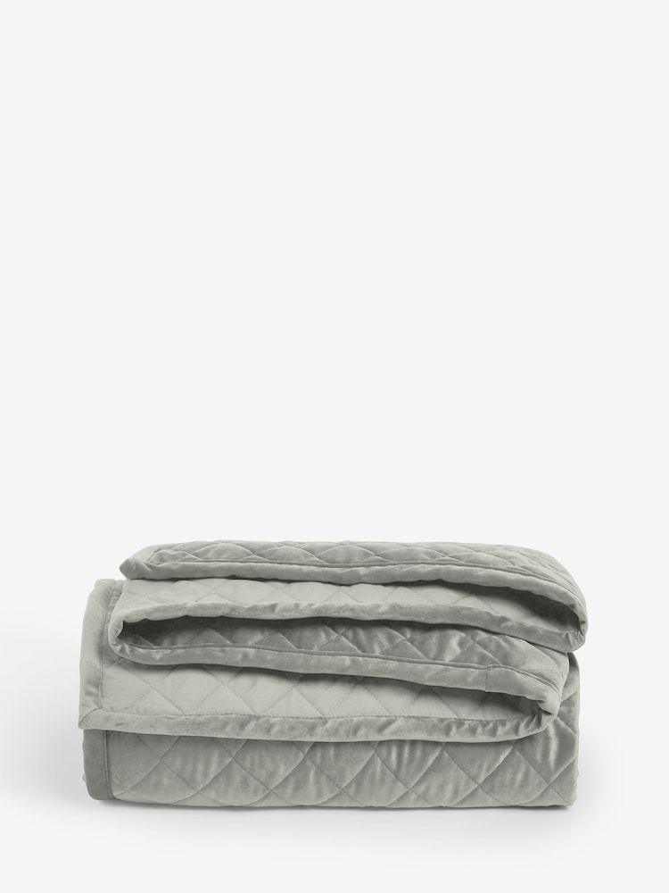 Silver Grey Hamilton Velvet Quilted Bedspread - Image 2 of 2