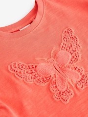 Coral Pink Crochet Butterfly 100% Cotton T-Shirt (3mths-7yrs) - Image 7 of 7