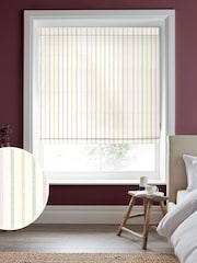Laura Ashley Pale Ochre Candy Stripe Made to Measure 100% Cotton Roman Blinds - Image 1 of 6