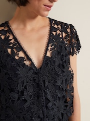 Phase Eight Blue Meghan Lace Double Layer Dress - Image 6 of 7