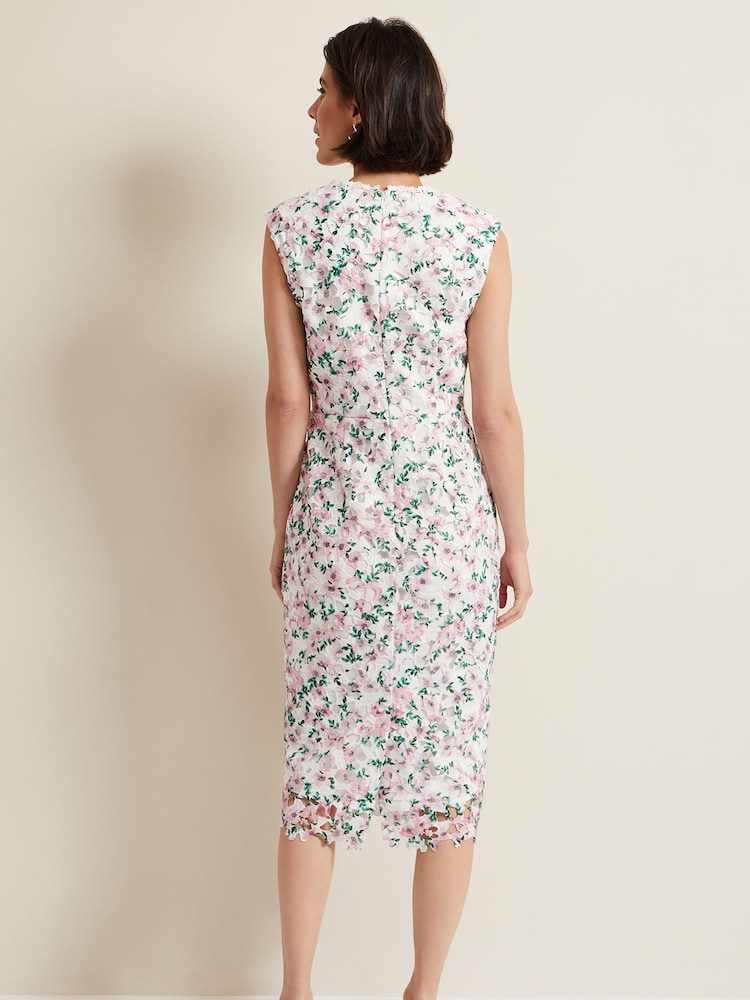 Phase Eight White Floral Diana Lace Midi Dress - Image 2 of 7