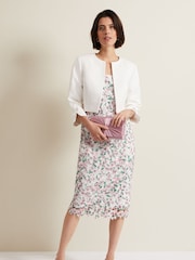 Phase Eight White Floral Diana Lace Midi Dress - Image 3 of 7