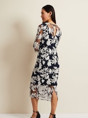 Phase Eight Black Floral Irina Mesh Midi Dress - Image 2 of 5