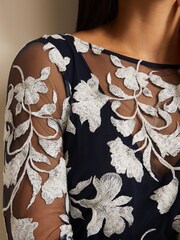 Phase Eight Black Floral Irina Mesh Midi Dress - Image 5 of 5