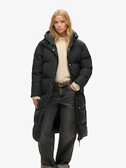 Superdry Black Studios Longline Duvet Padded Coat - Image 1 of 7