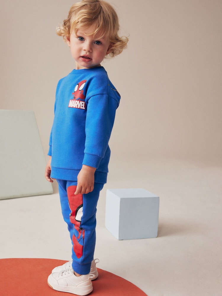 Cobalt Blue Spiderman Sweatshirt and Joggers Set (9mths-8yrs) - Image 2 of 6 Cobalt Blue Spiderman Sweatshirt and Joggers Set (9mths-8yrs) - Image 2 of 6