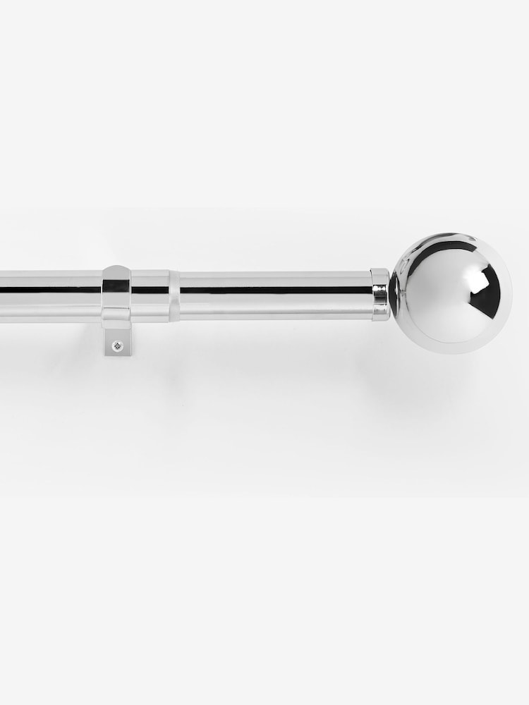 Chrome Ball Finial Extendable Curtain 35mm Pole Kit - Image 1 of 5