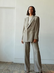 Nevtralno - Krojen blazer z dvorednim zapenjanjem in vzorcem ribje kosti Rochelle Humes - Slika 2 iz 7
