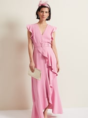 Phase Eight Pink Phoebe Frill Maxi Dress - Image 3 of 9