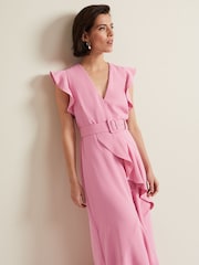 Phase Eight Pink Phoebe Frill Maxi Dress - Image 5 of 9