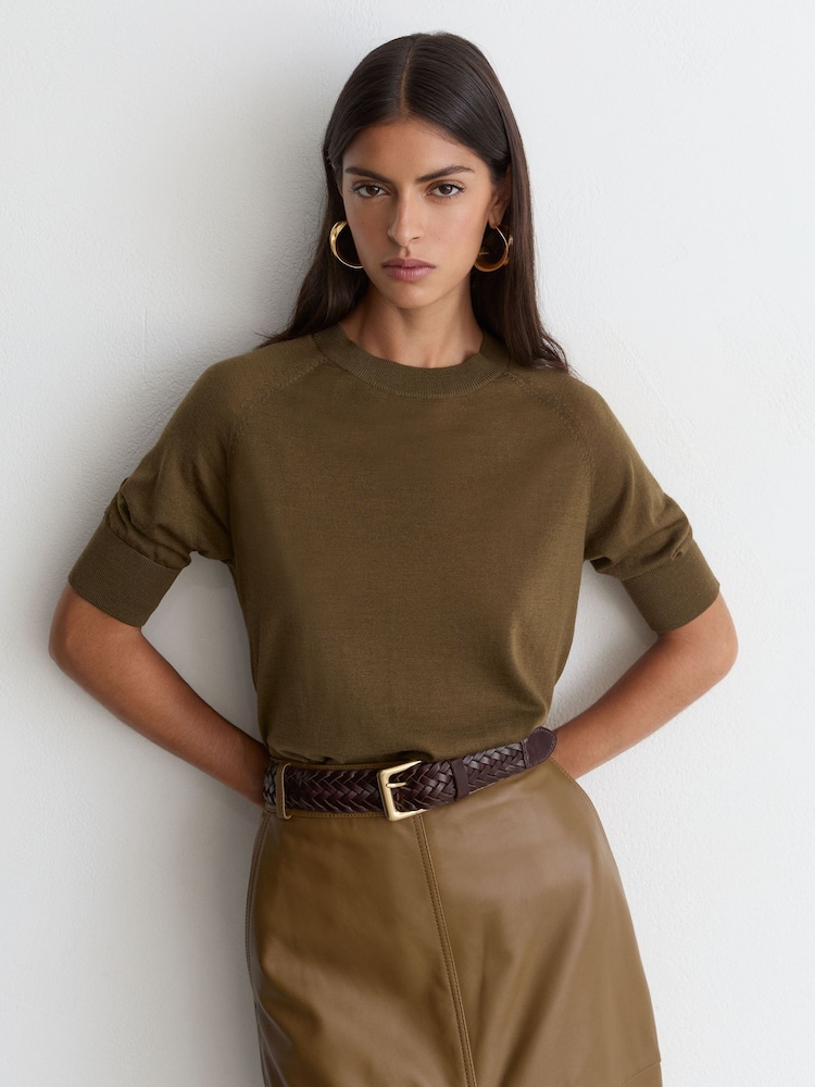 Reiss Tan Penelope Leather Woven Belt - Image 1 of 5 Reiss Tan Penelope Leather Woven Belt - Image 1 of 5