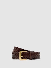 Reiss Tan Penelope Leather Woven Belt - Image 2 of 5