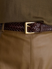 Reiss Tan Penelope Leather Woven Belt - Image 4 of 5
