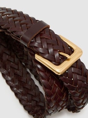 Reiss Tan Penelope Leather Woven Belt - Image 5 of 5