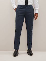 Navy Slim Fit Check Suit Trousers - Image 1 of 10