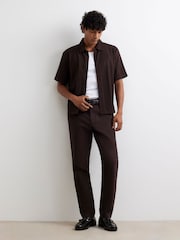 River Island Brown Boxy Fit Plisse Shirt - Image 3 of 4