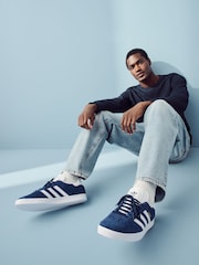 adidas Originals Navy Gazelle Trainers - Image 2 of 11