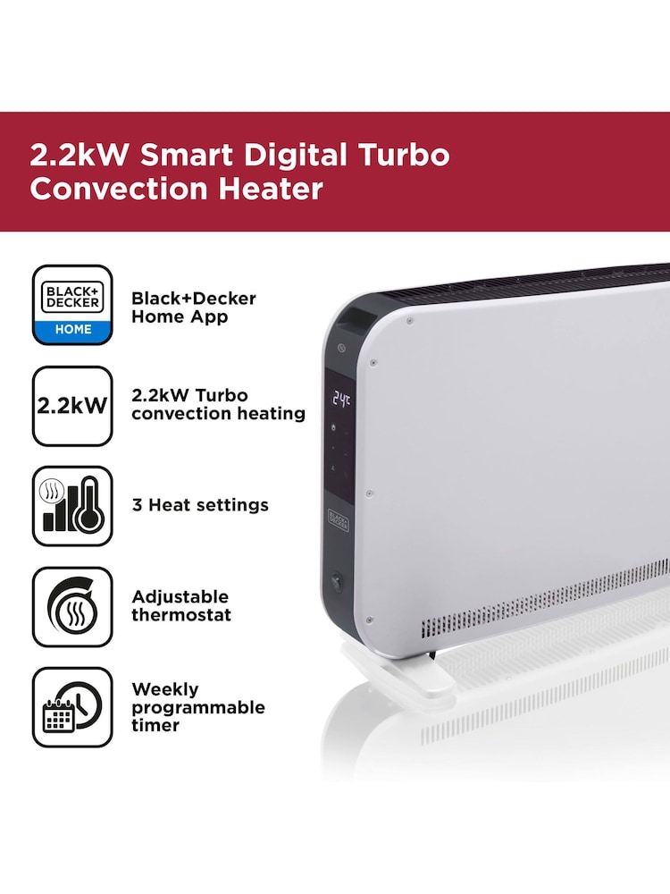 Black & Decker White 2.2KW Smart Convection Turbo Heater - Image 2 of 11 Black & Decker White 2.2KW Smart Convection Turbo Heater - Image 2 of 11