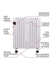 Black & Decker White 2.5KW Smart Digital Oil Free Radiator - Image 8 of 10