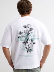 River Island White Oversized Floral Print T-Shirt - Image 2 of 4