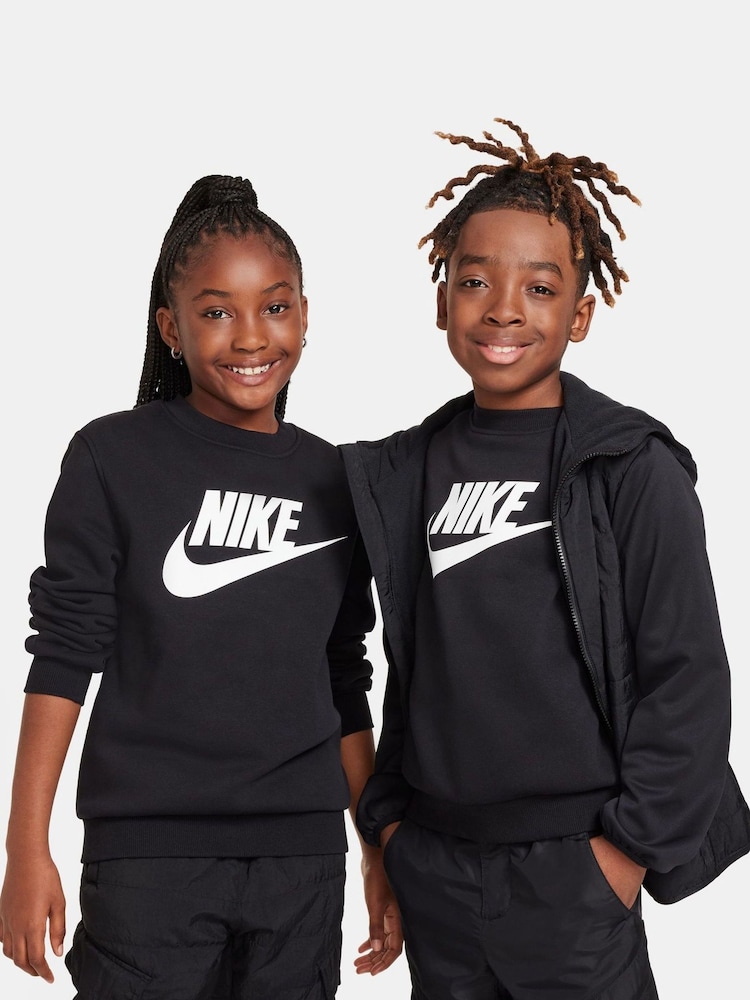 Nike Black Club Fleece Logo Sweatshirt - Image 1 of 9 Nike Black Club Fleece Logo Sweatshirt - Image 1 of 9