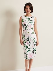 Phase Eight White/Pink Elsa Floral Scuba Midi Dress - Image 1 of 7