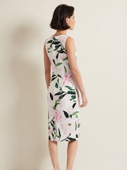 Phase Eight White/Pink Elsa Floral Scuba Midi Dress - Image 2 of 7