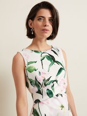Phase Eight White/Pink Elsa Floral Scuba Midi Dress - Image 4 of 7