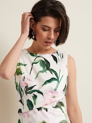 Phase Eight White/Pink Elsa Floral Scuba Midi Dress - Image 5 of 7