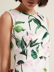 Phase Eight White/Pink Elsa Floral Scuba Midi Dress - Image 6 of 7