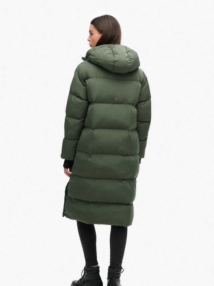 Superdry Khaki Studios Longline Duvet Padded Coat - Image 2 of 6