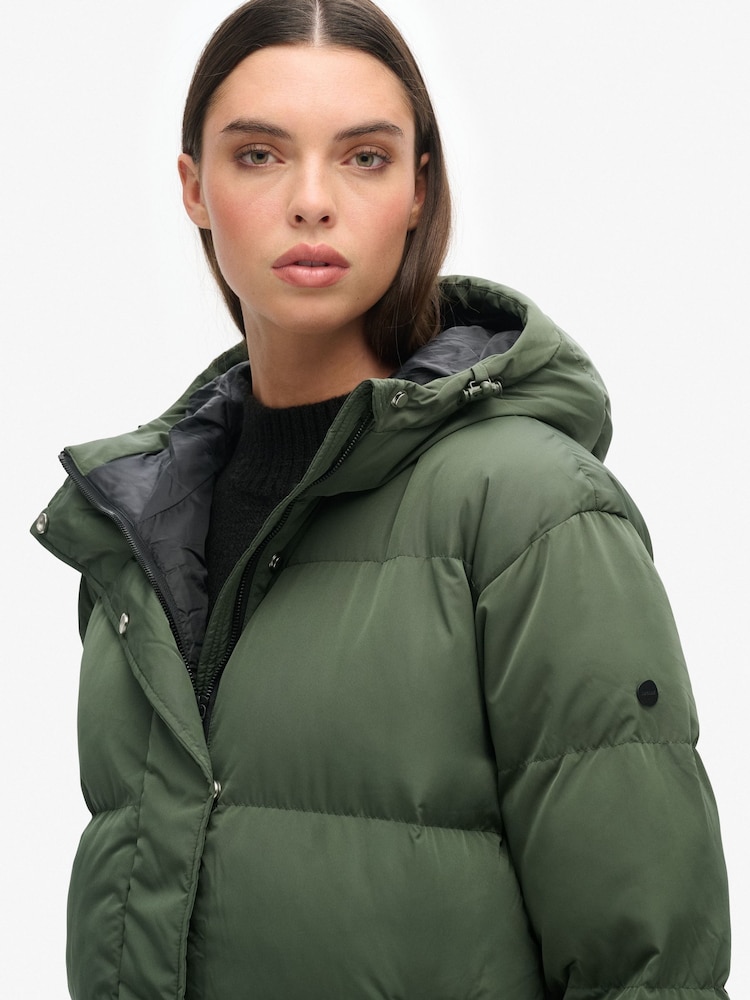 Superdry Khaki Studios Longline Duvet Padded Coat - Image 4 of 6