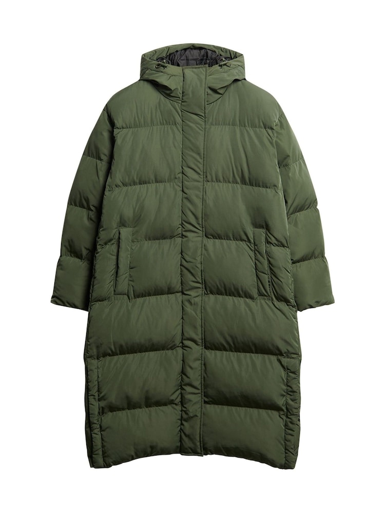 Superdry Khaki Studios Longline Duvet Padded Coat - Image 6 of 6