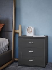 Wiemann Peyton Graphite 3 Drawer Glass Bedside Table - Image 1 of 1