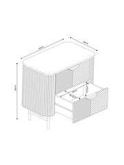 Light Grey Valencia Marble and Mango Wood 2 Drawer Wide Bedside Table - Image 11 of 11