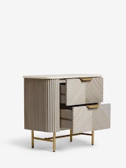 Light Grey Valencia Marble and Mango Wood 2 Drawer Wide Bedside Table - Image 6 of 11