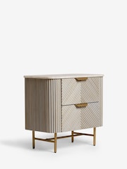 Light Grey Valencia Marble and Mango Wood 2 Drawer Wide Bedside Table - Image 7 of 11