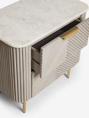 Light Grey Valencia Marble and Mango Wood 2 Drawer Wide Bedside Table - Image 9 of 11